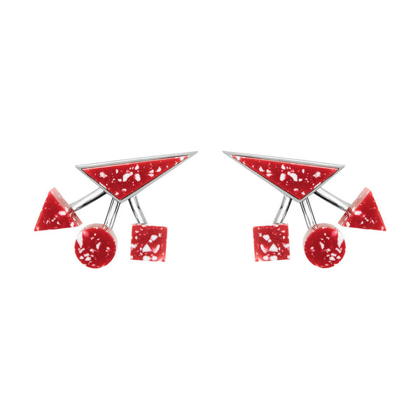 Geometrical red Gold Plated Studs