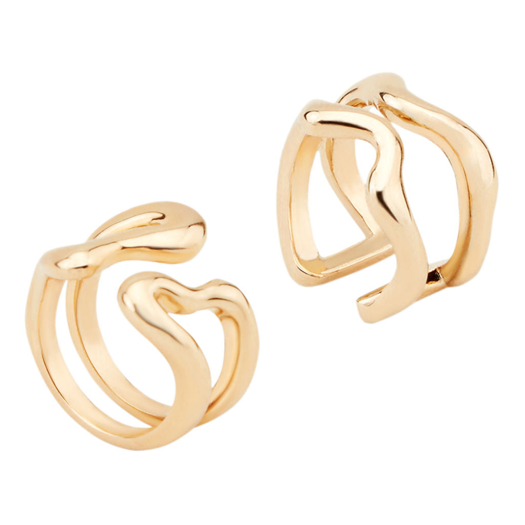 Lava Geometrical - set of two Gold Plated Rings