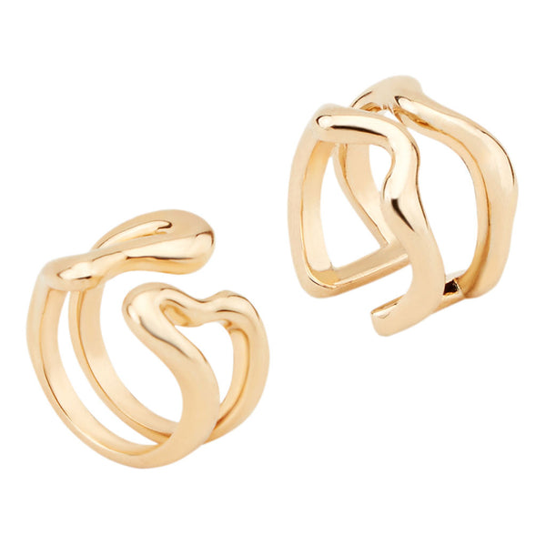 Lava Geometrical - set of two Gold Plated Rings