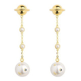 Gold Plated Face Earrings w. Pearls