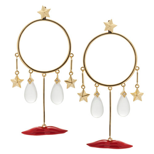 Gold Plated Earrings w. Enamel and Resin