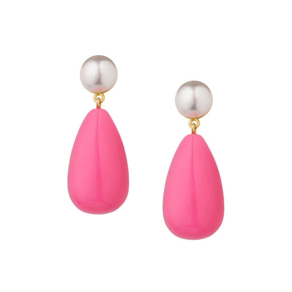 Drop Pink & White Gold Ohrringe W. Perlen