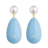 Drop Baby Blue stars & White Gold Plated Earrings