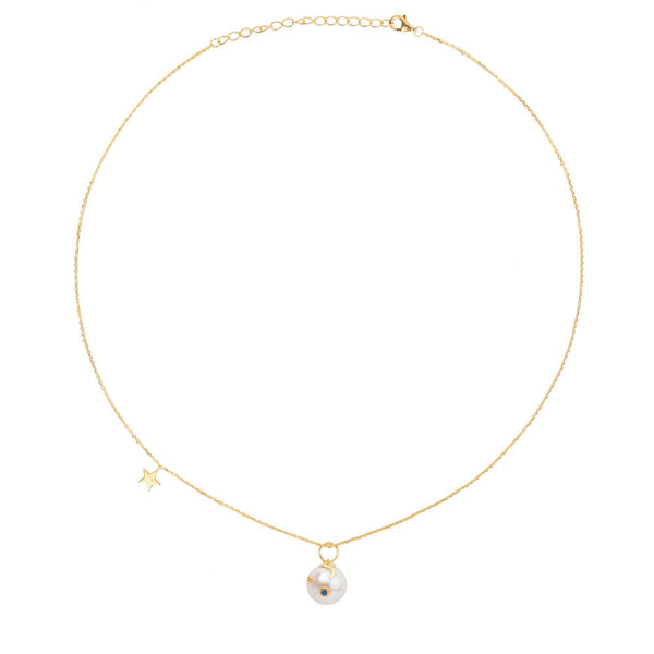 Pearl and star Gold Plated Necklace w. Pearl