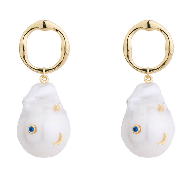 Galaxy Gold Plated Earrings w. Pearls