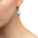 Mini Perlentropfen-Ohrringe goldplattiert I Blaue Emaille