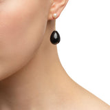 Mini Perlentropfen-Ohrringe goldplattiert I Schwarze Emaille