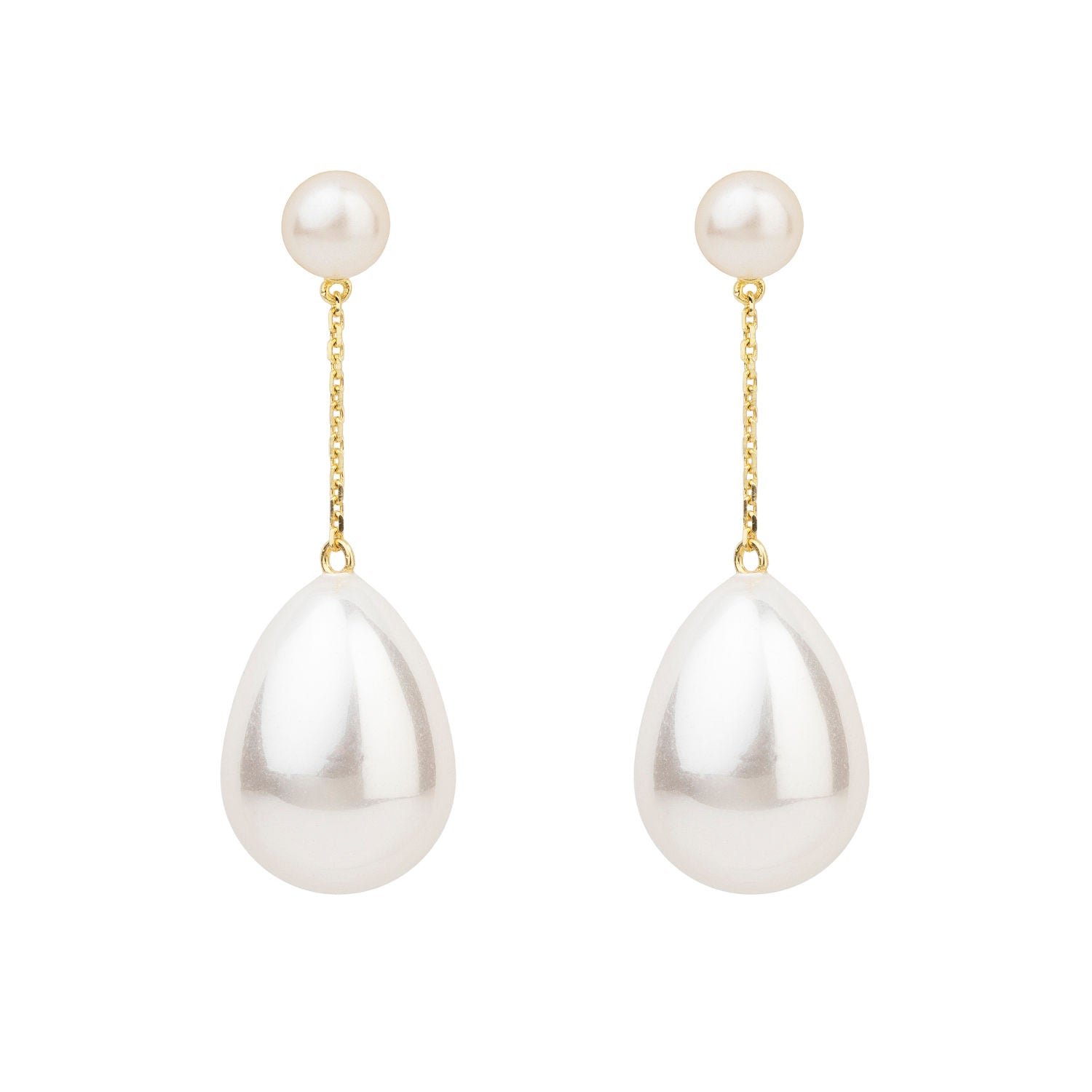 White Mini Pearl Drop Gold Plated Earrings