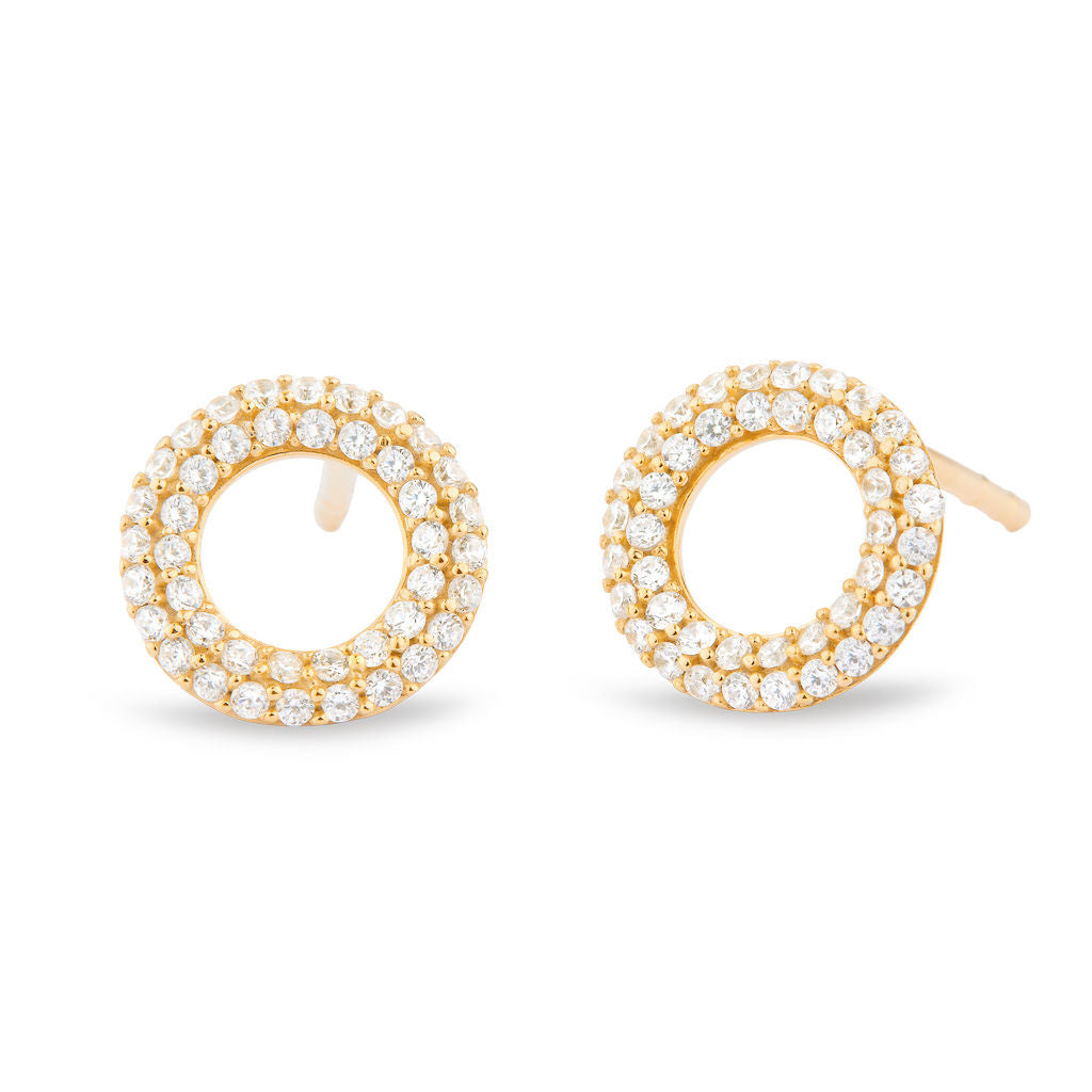 Matiné 18K Gold Studs w. 84 Diamonds