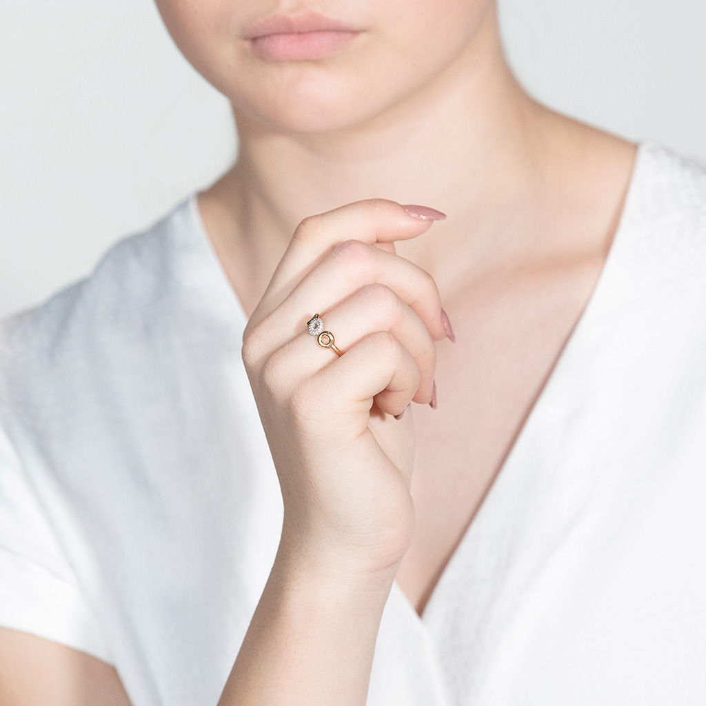 Matiné 18K Rosegold & Whitegold Ring w. 25 Diamonds