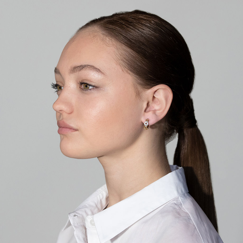 Matiné 18K Rosegold,Whitegold Hoops w. 50 Diamonds