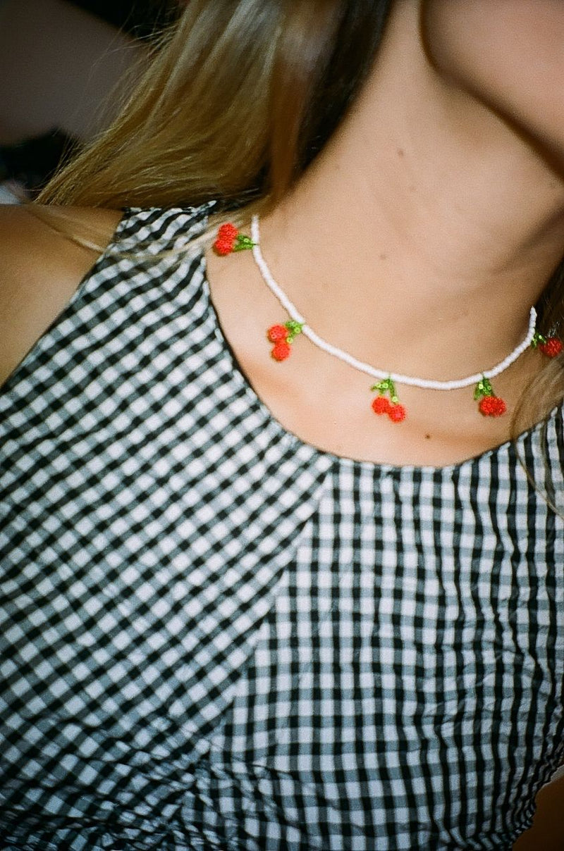 Cherry Necklace Red Beads