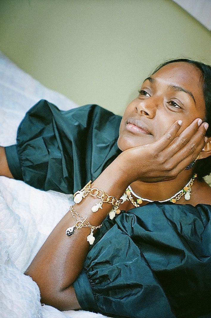 Blop and Limon Armbånd Forgyldt, Gule Perler