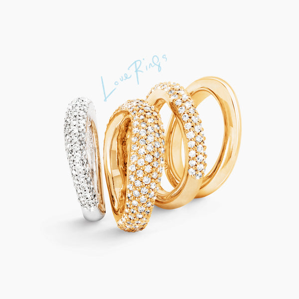 Love 4 Pavé-Goldring aus 18K I Diamanten