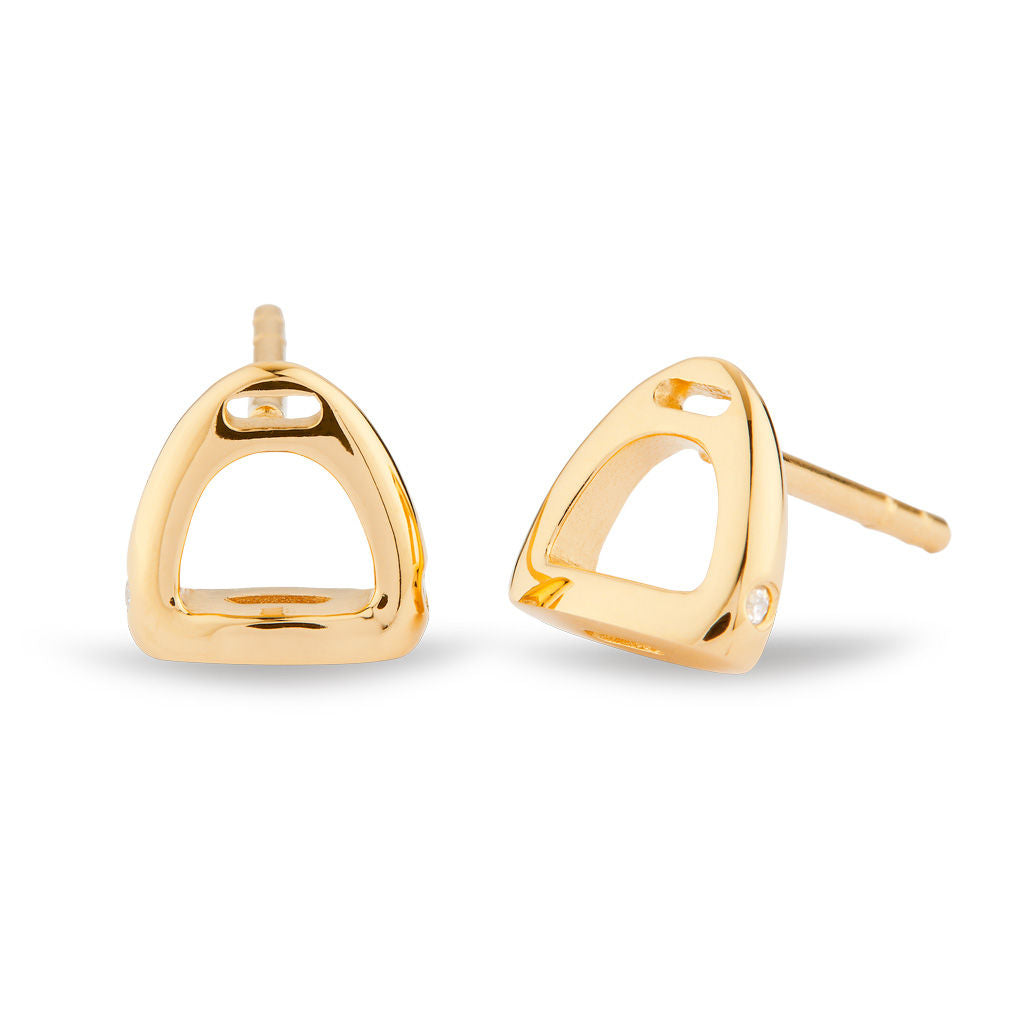 Fiontini 18K Gold Studs w. 4 Diamonds