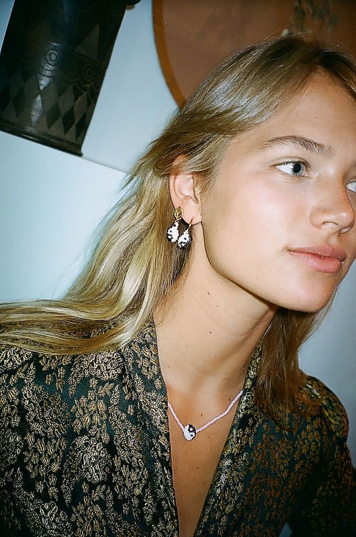 Simple Yin Yang Necklace Pink Beads