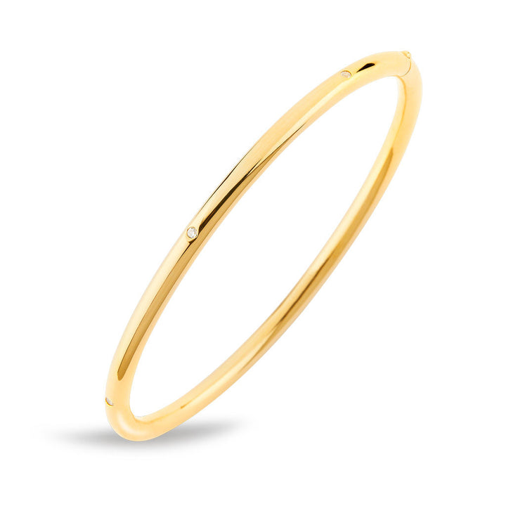 D'avie 18K Gold Bangle w. 6 Diamonds
