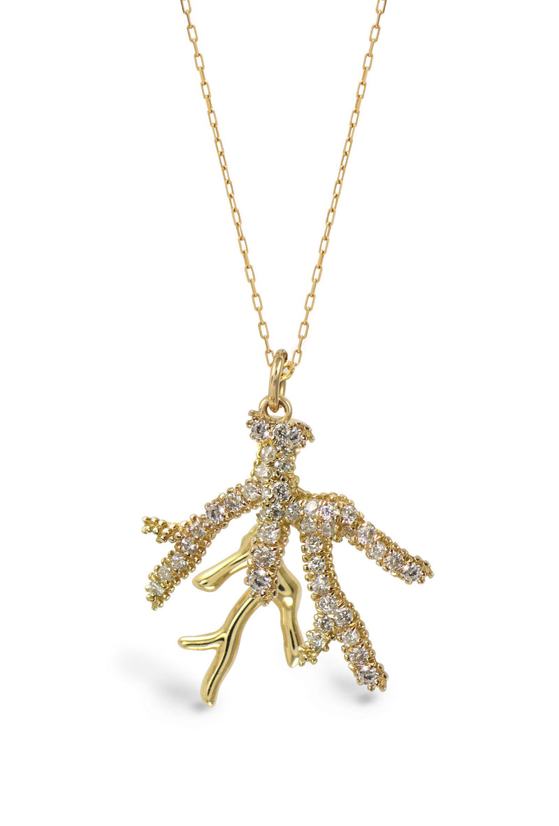 Coral Reef 14K Gold Necklace w. Diamonds
