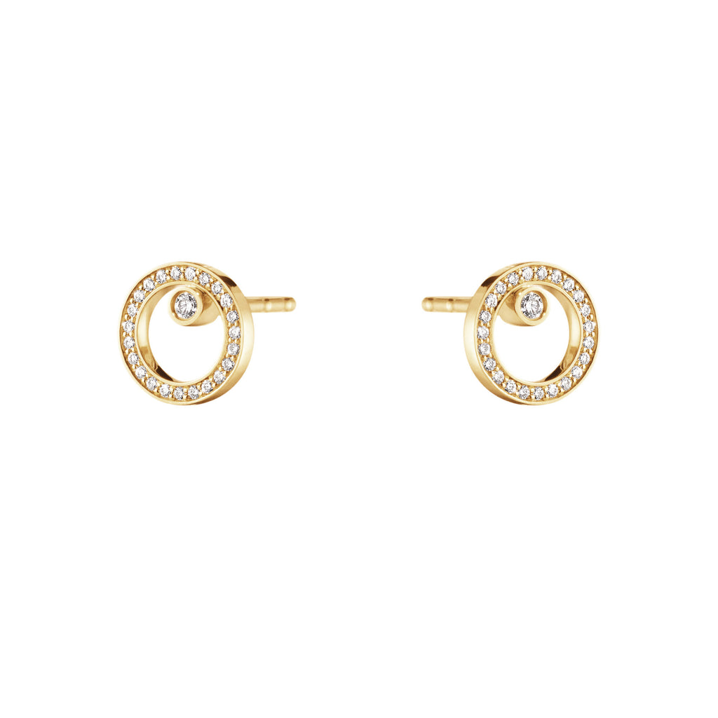 Halo 18K Gold Studs w. Diamonds 0.12 ct
