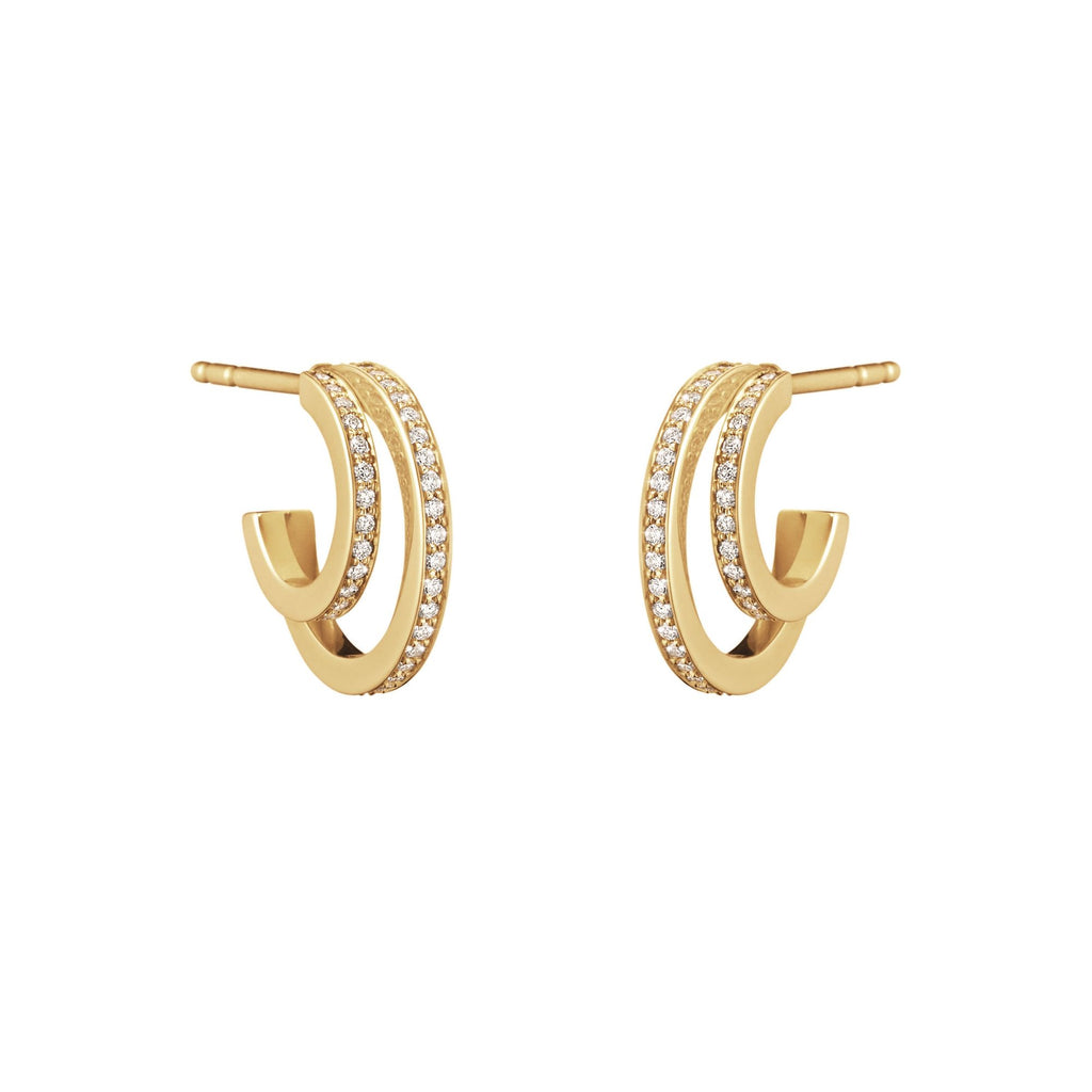 Halo 18K Gold Hoops w. Diamonds 0.32 ct