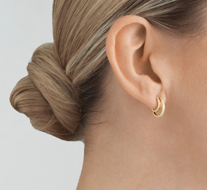 Halo 18K Gold Hoops w. Diamonds 0.56 ct