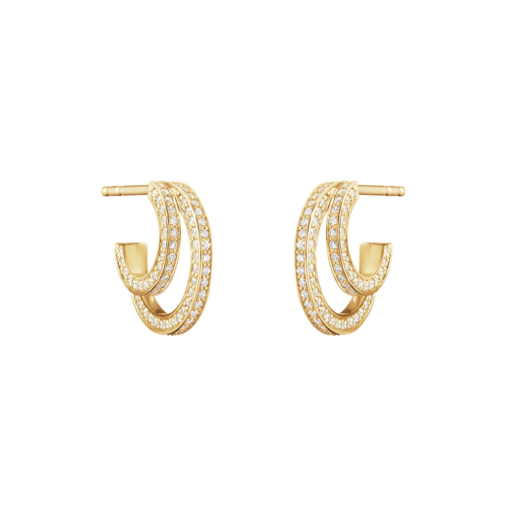 Halo 18K Gold Hoops w. Diamonds 0.56 ct