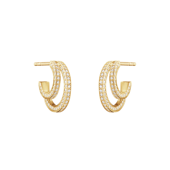Halo 18K Gold Hoops w. Diamonds 0.56 ct