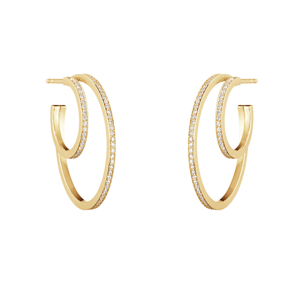 Halo 18K Gold Hoops w. Diamonds 0.64 ct