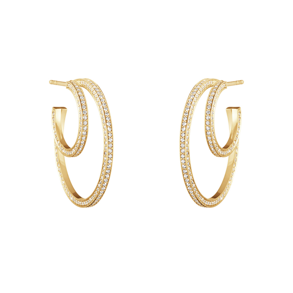 Halo 18K Gold Hoops w. Diamonds 1.22 ct