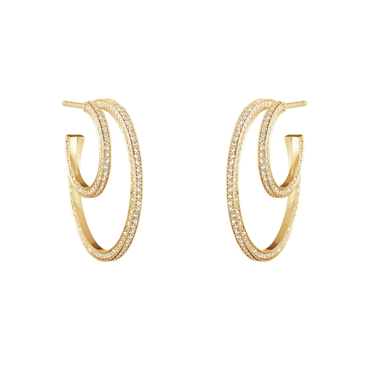 Halo 18K Gold Hoops w. Diamonds 1.22 ct