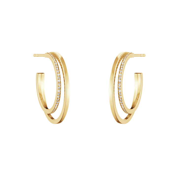 Halo 18K Gold Hoops w. Diamonds 0.30 ct
