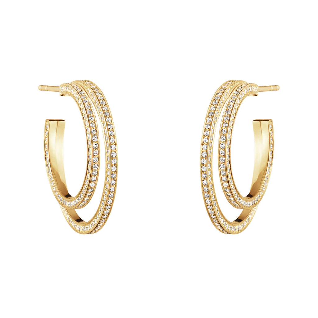 Halo 18K Gold Hoops w. Diamonds 1.24 ct