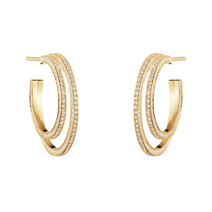 Halo 18K Gold Hoops w. Diamonds 1.24 ct