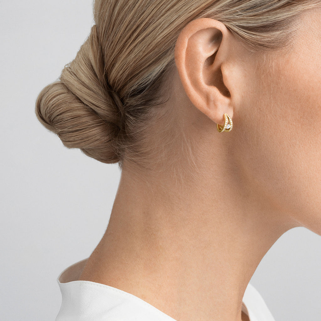 Halo 18K Gold Earrings w. Diamonds 0.44 ct