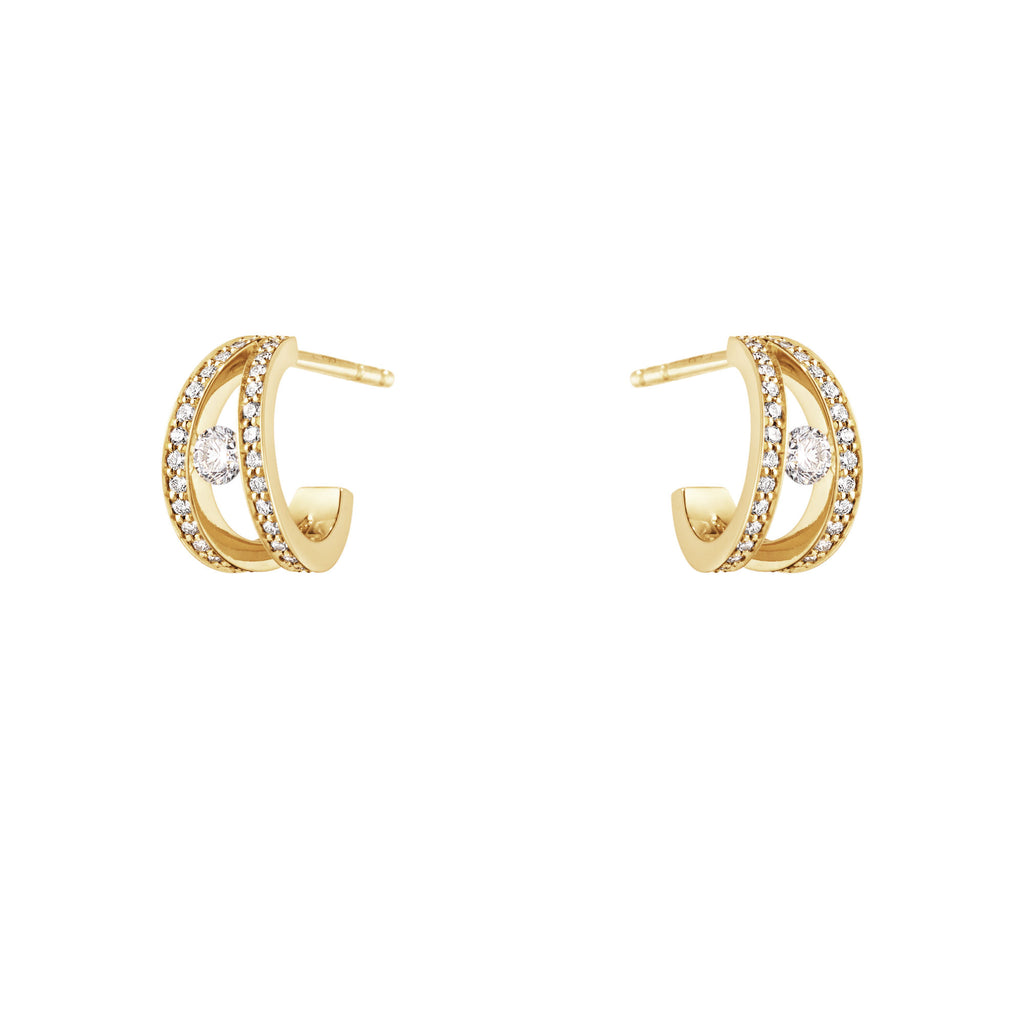 Halo 18K Gold Earrings w. Diamonds 0.44 ct