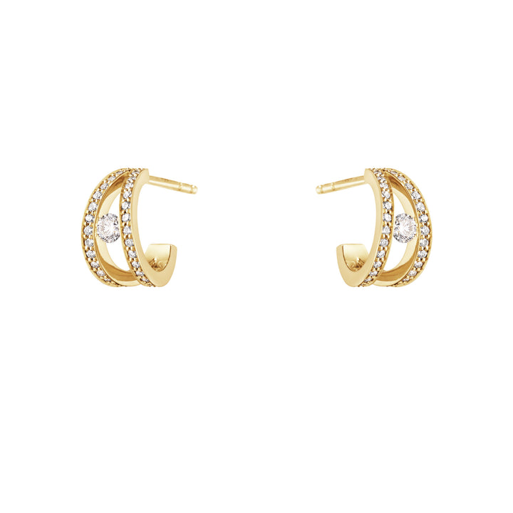 Halo 18K Gold Earrings w. Diamonds 0.44 ct