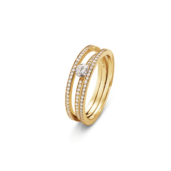 Halo Solitaire 18K Guld Ring m. Diamanter 0.58 ct