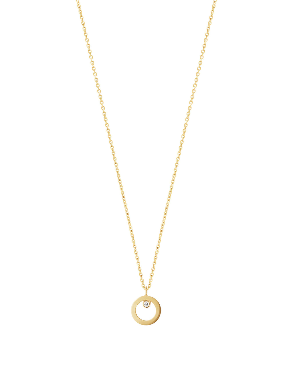 Halo 18K Gold Necklace w. Diamond 0.01 ct