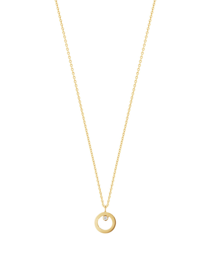 Halo 18K Gold Necklace w. Diamond 0.01 ct