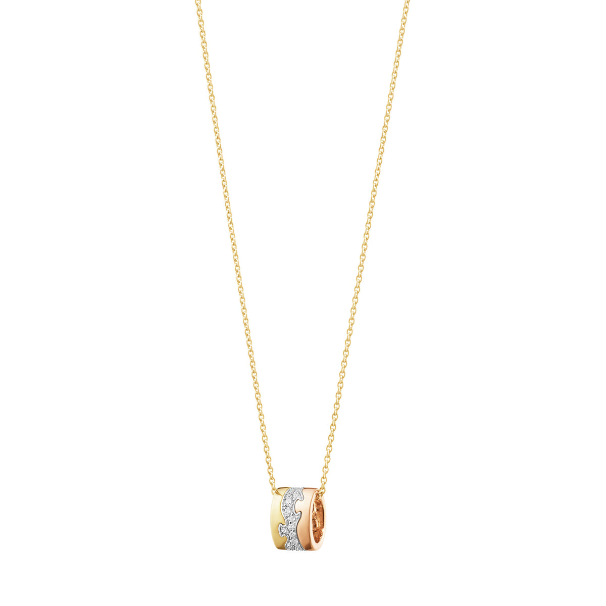 Fusion 18K Gold, White Gold & Rose Gold Necklace w. Diamonds 0.19 ct