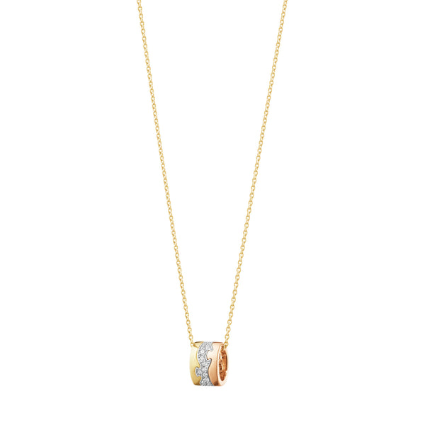 Fusion 18K Gold, Whitegold & Rosegold Necklace w. Diamonds 0.19 ct