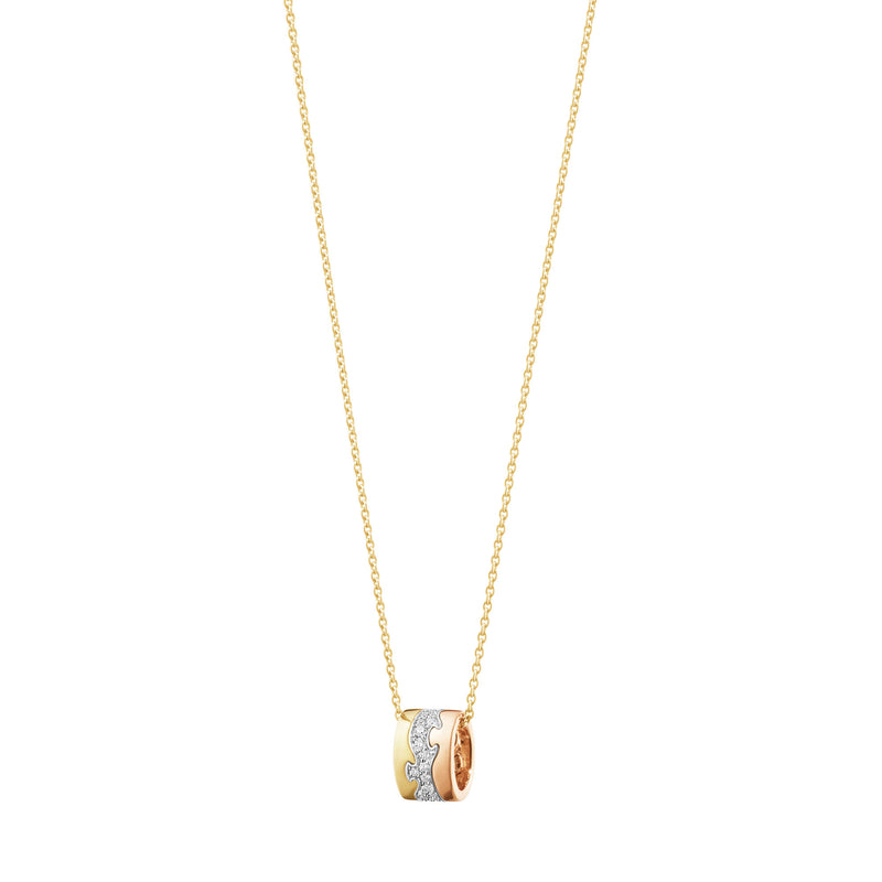 Fusion 18K Gold, Whitegold & Rosegold Necklace w. Diamonds 0.19 ct