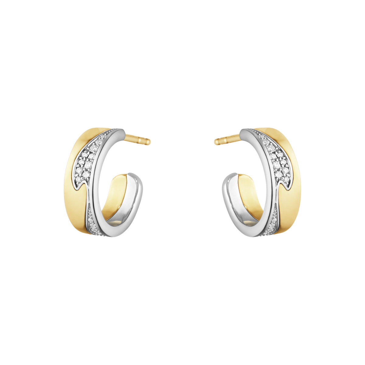 Fusion 18K White Gold & Gold Hoops w. Diamonds 0.18 ct