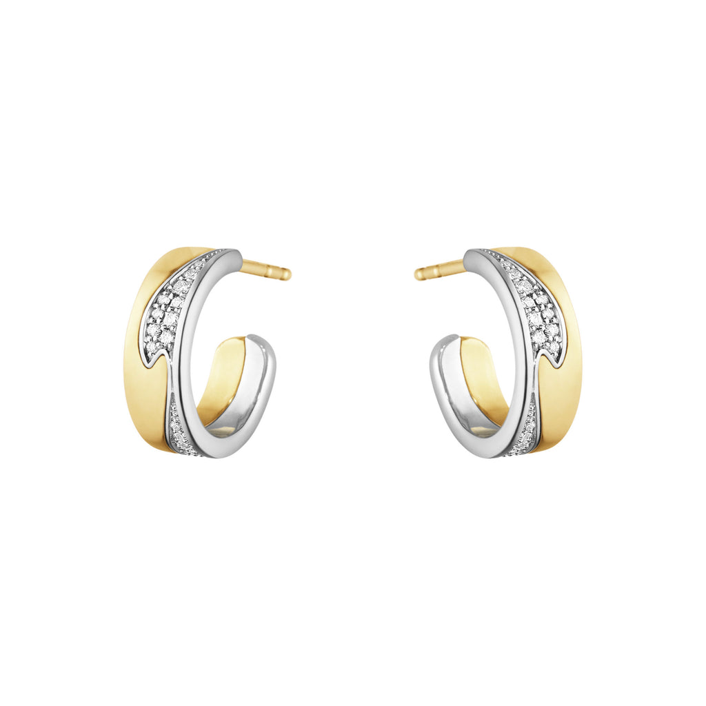 Fusion 18K White Gold & Gold Hoops w. Diamonds 0.18 ct