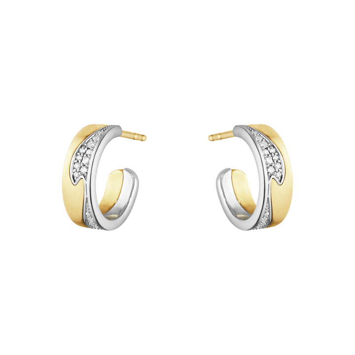 Fusion 18K White Gold & Gold Hoops w. Diamonds 0.18 ct