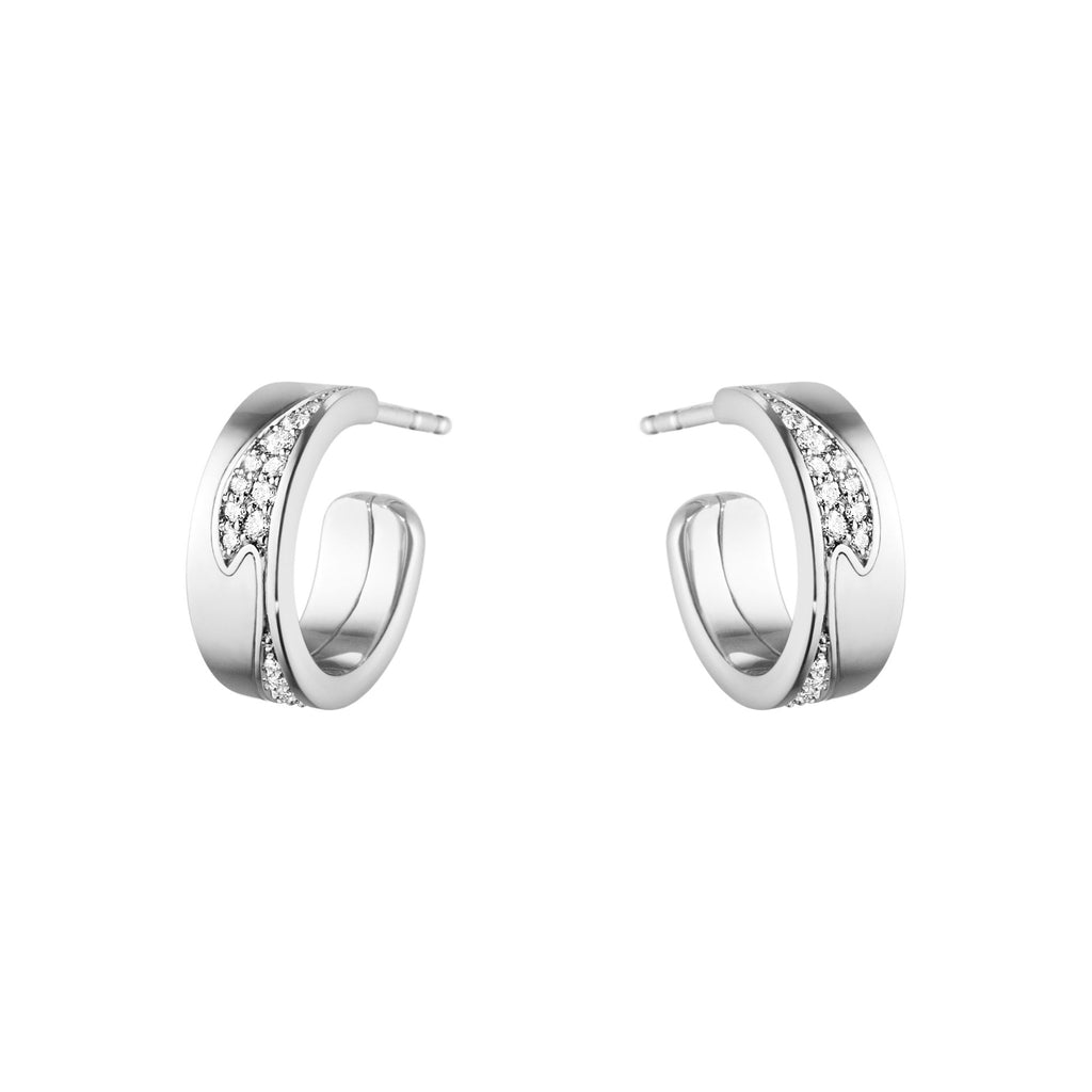 Fusion 18K White Gold Hoops w. Diamonds 0.18 ct