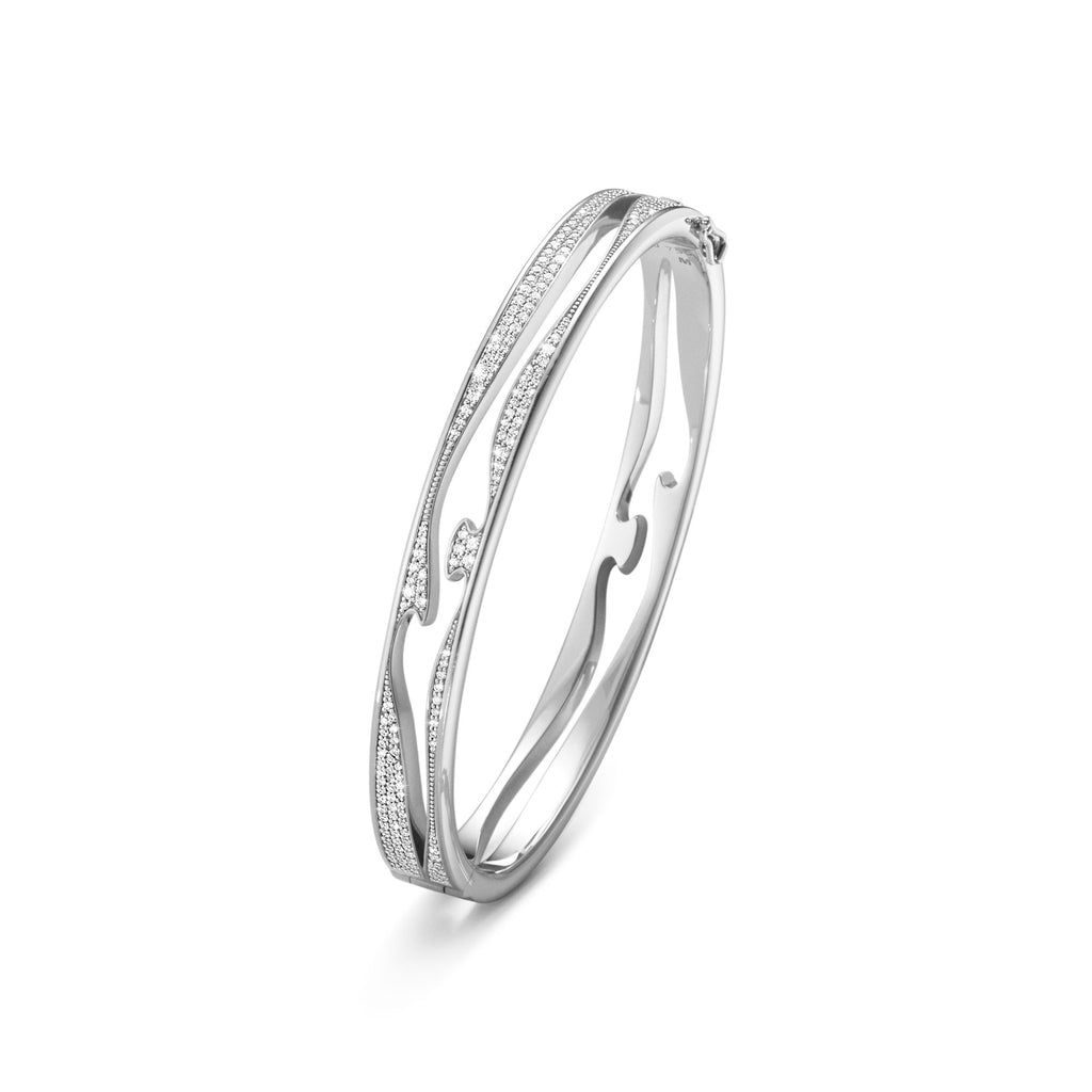 Fusion Open 18K White Gold Bangle w. Diamonds 1.42 ct