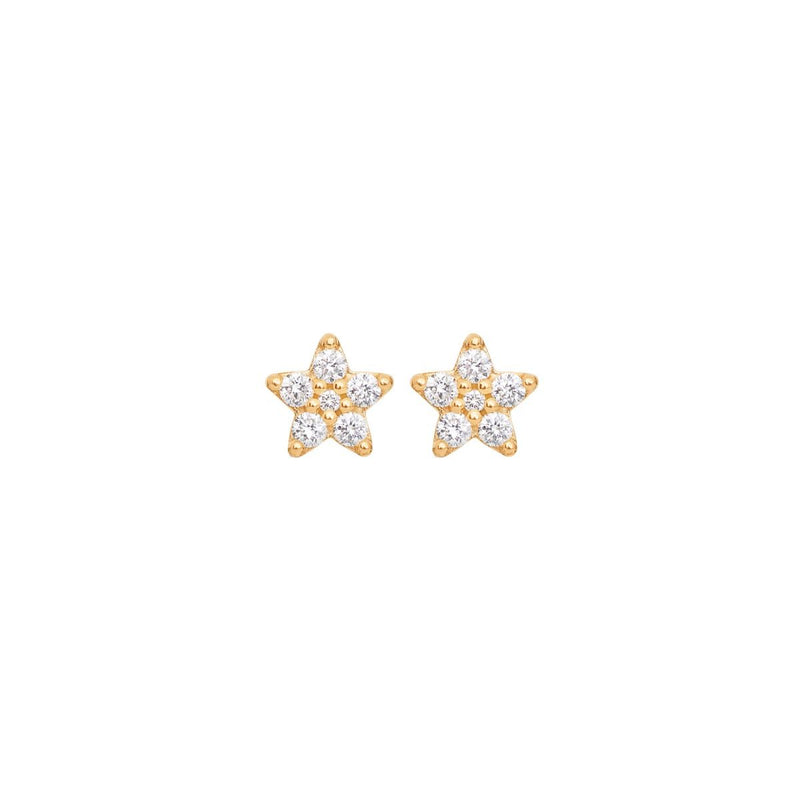 Large Shooting Stars 18K Gold Studs w. Diamonds