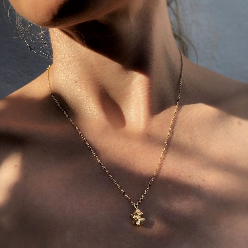 Chunky Nugget Diamond Pendant Gold