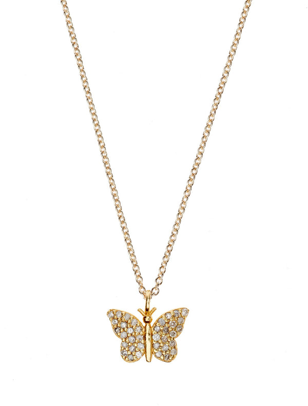 Butterfly Gold Plated Necklace w. Diamond